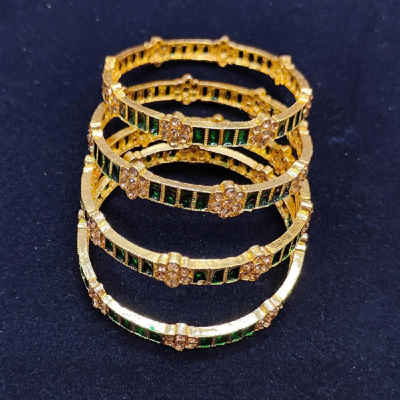 women’s exclusive diamond engagement rings-women’s vintage bangles-Pooja Bangles Gold Plated Bangle Set