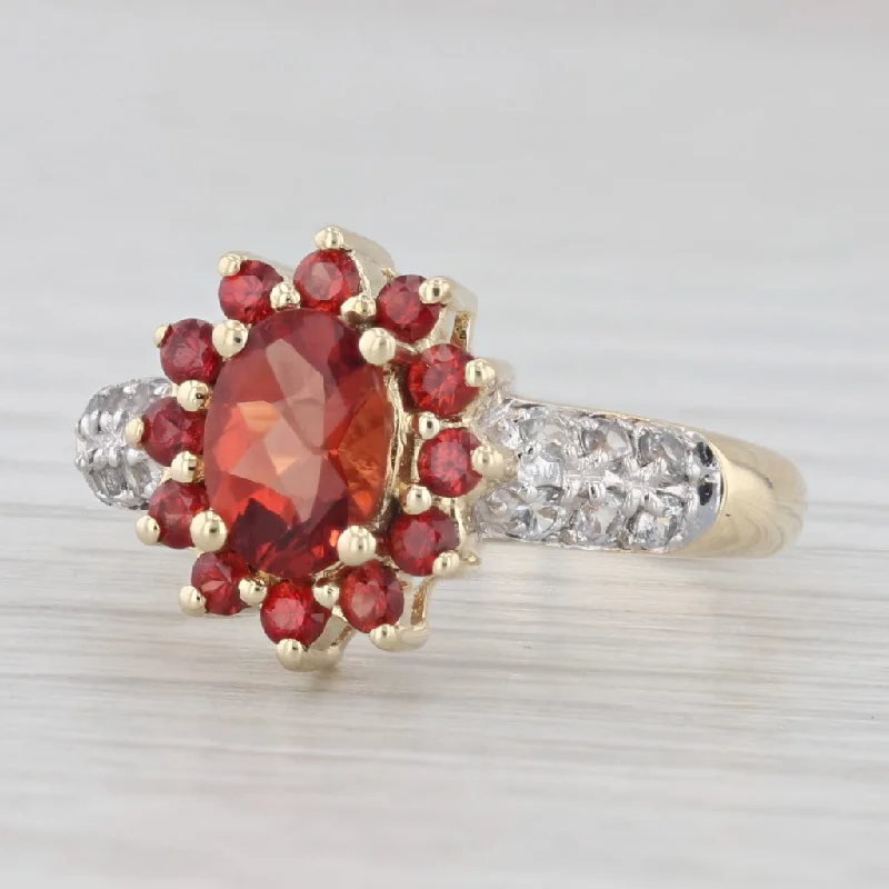 Orange Sunstone Simulated Diamond Ring 10k Yellow Gold Size 6