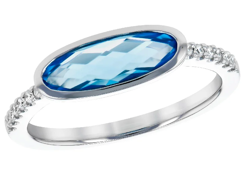 women’s custom diamond rings-Blue Topaz Ring