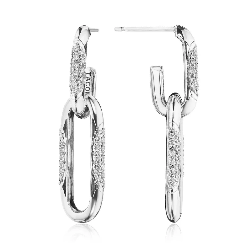 women’s diamond drop earrings-Crescent Eclipse | Double Link Earrings FE822