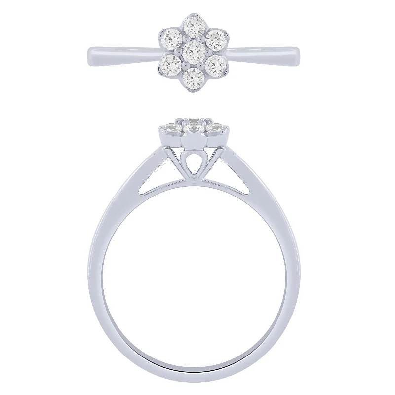 women’s platinum engagement ring-14K White Gold 1/4Ctw Diamond Floral Ring