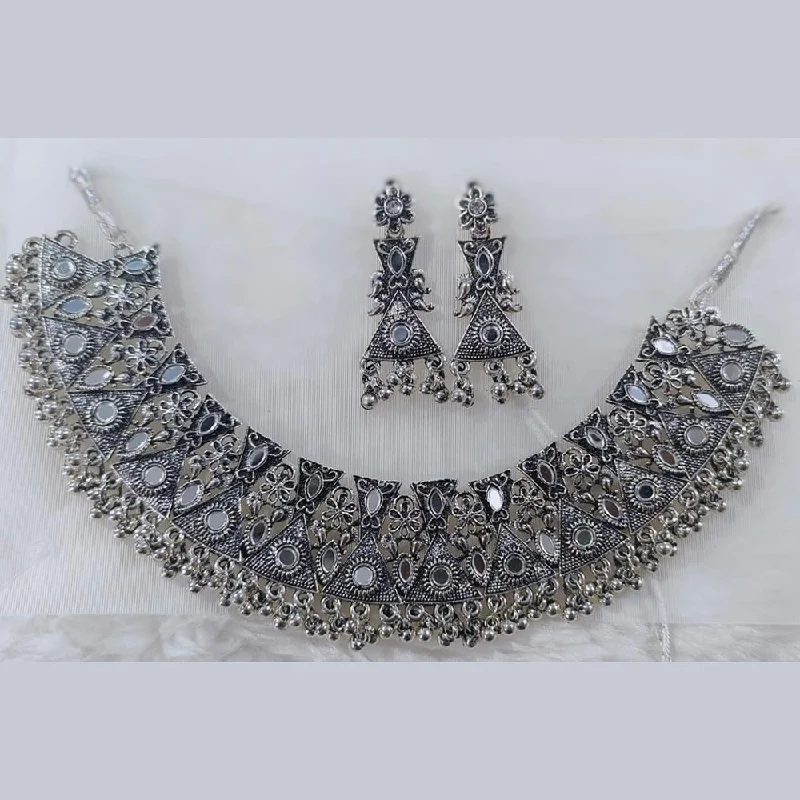 women’s engagement necklace-Manisha Jewellery Oxidised Plated Mirror Choker Necklace Set