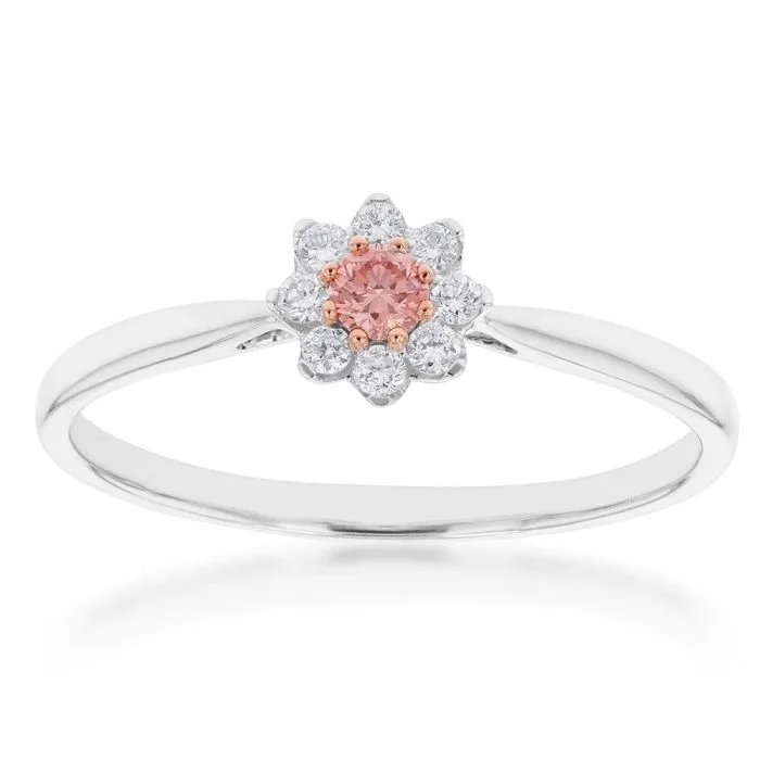 Luminesce Lab Grown 9ct White Gold 1/4 Carat Pink & White Diamond Ring