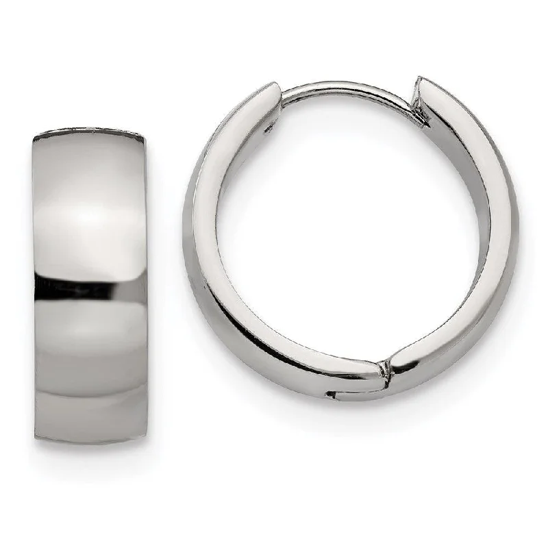 women’s geometric earrings-Stainless Steel Hinged Hoop Earrings