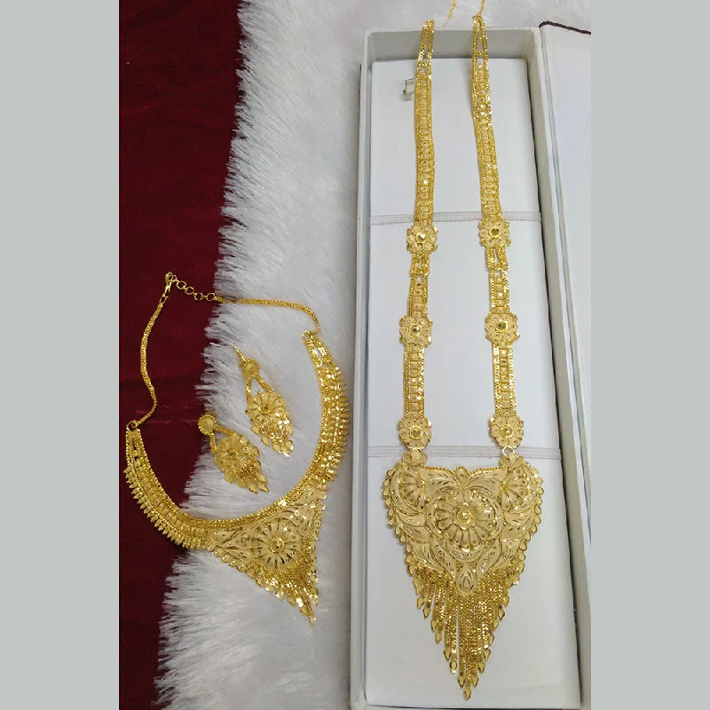 women’s double chain necklace-Pari Art Jewellery Forming Long And Short Necklace Set