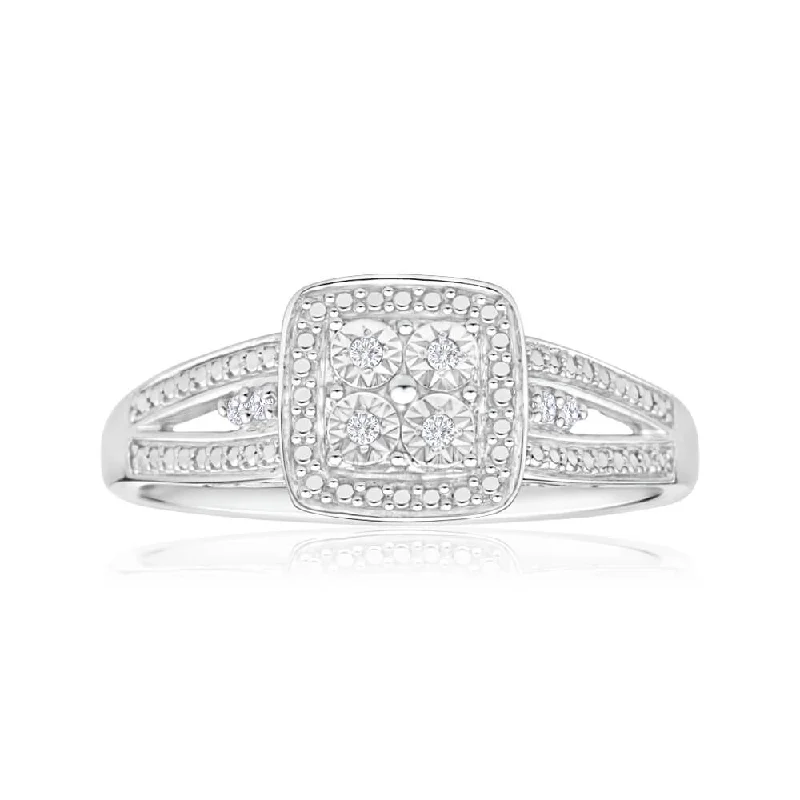 Sterling Silver Striking Diamond Ring