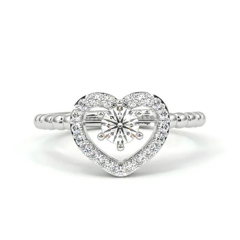 women’s platinum engagement ring-Zarkan Love Heart Silver Solitaire Ring