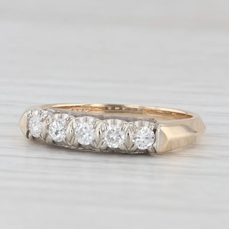 0.20ctw Vintage Diamond Ring 14k Yellow Gold Size 6 Stackable Wedding Band