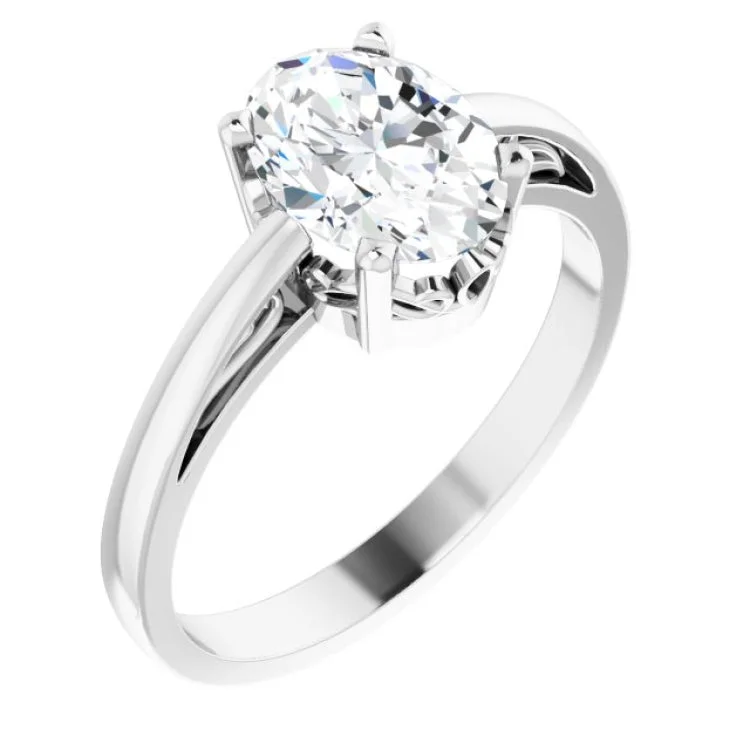 women’s sapphire diamond ring-14K White Natural White Sapphire Ring