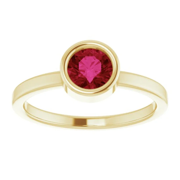 women’s round ring-14K Yellow 5.5 mm Natural Ruby Ring