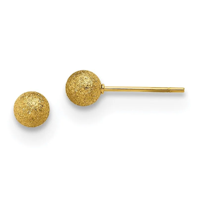 women’s emerald stud earrings-Stainless Steel Polished Laser cut Yellow IP-plated 5mm Ball Post Earrings