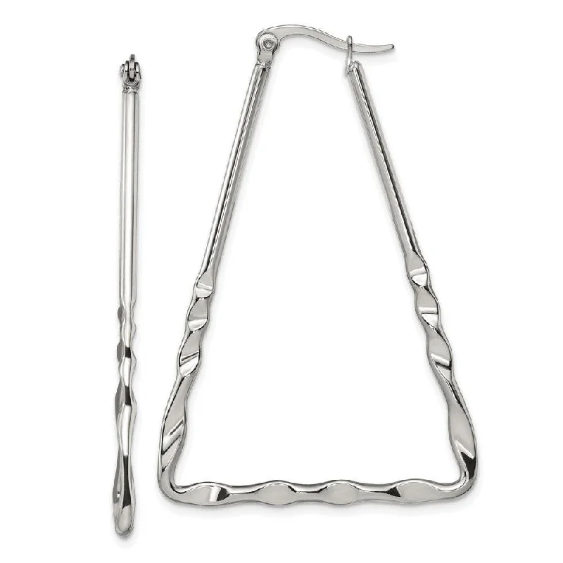 women’s gold drop earrings-Stainless Steel Polished Triangular Hoop Earrings