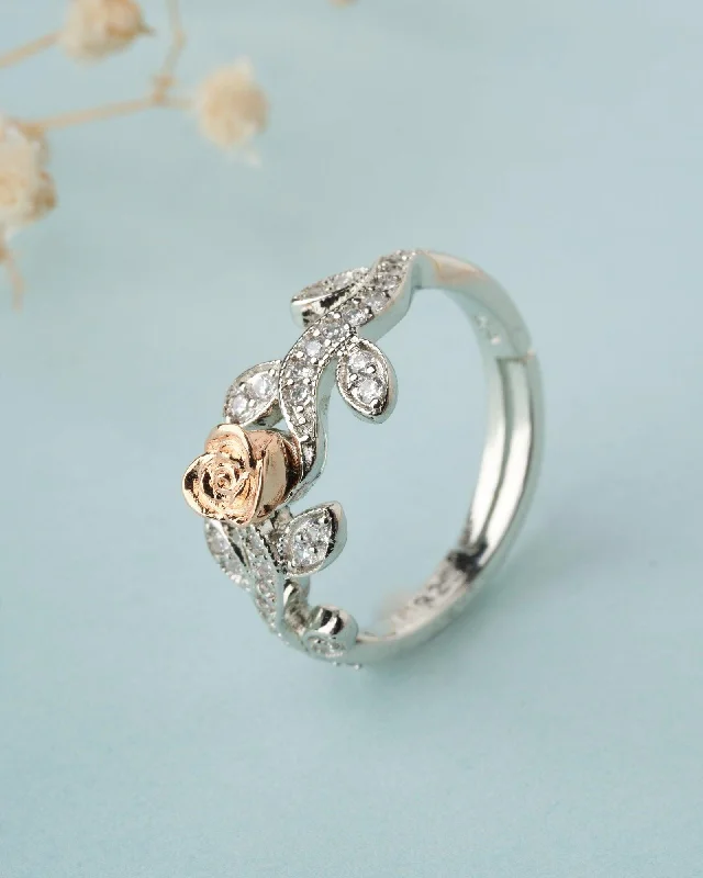 women’s wedding ring-925 Sterling Silver Beautiful Rose Ring R01586