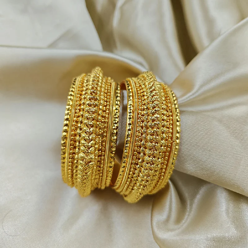 women’s twisted band engagement rings-women’s luxury bracelet-Manisha Jewellery Gold Plated  Bangles Set