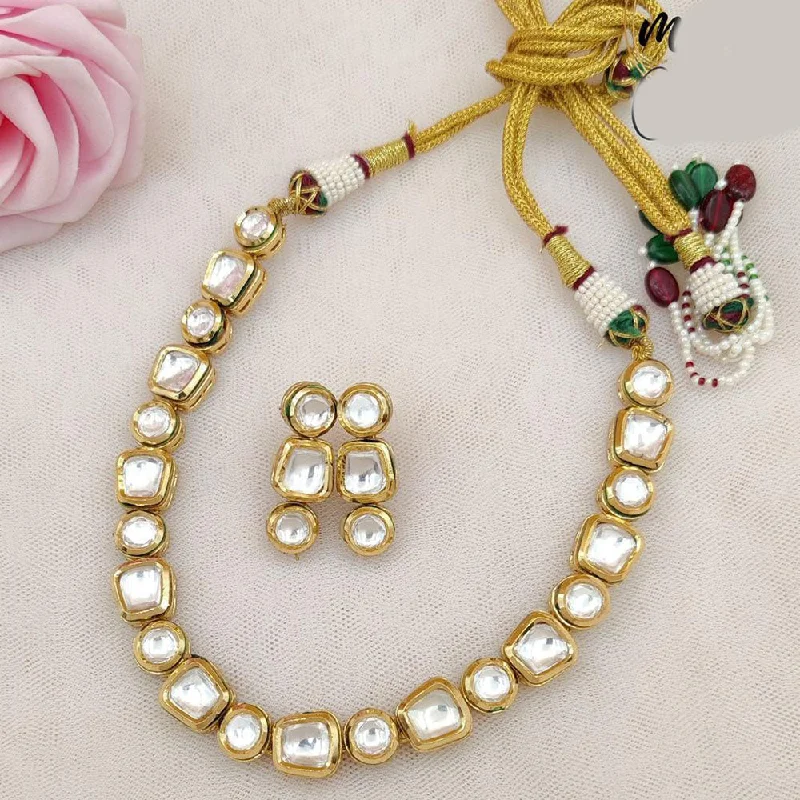 women’s pearl necklace-Jewel Addiction Gold Plated Kundan Stone Necklace Set