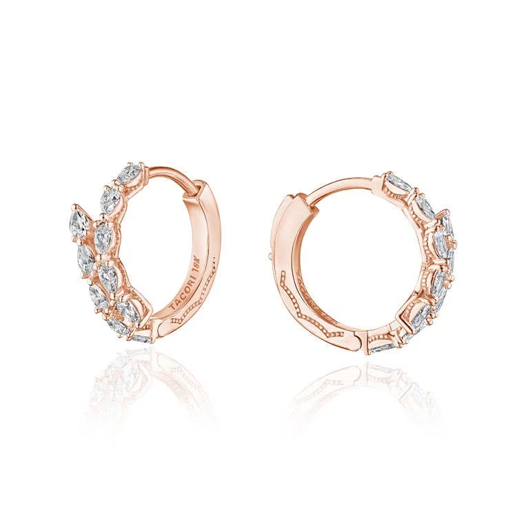 women’s crystal earrings-Stilla | Medium Hoop Pear Diamond Earrings in 18k Rose Gold FE831PK