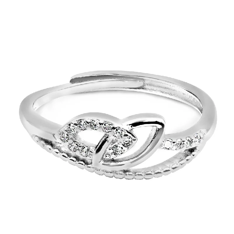 women’s anniversary rings-Zarkan Pure Silver Love Chain Ring