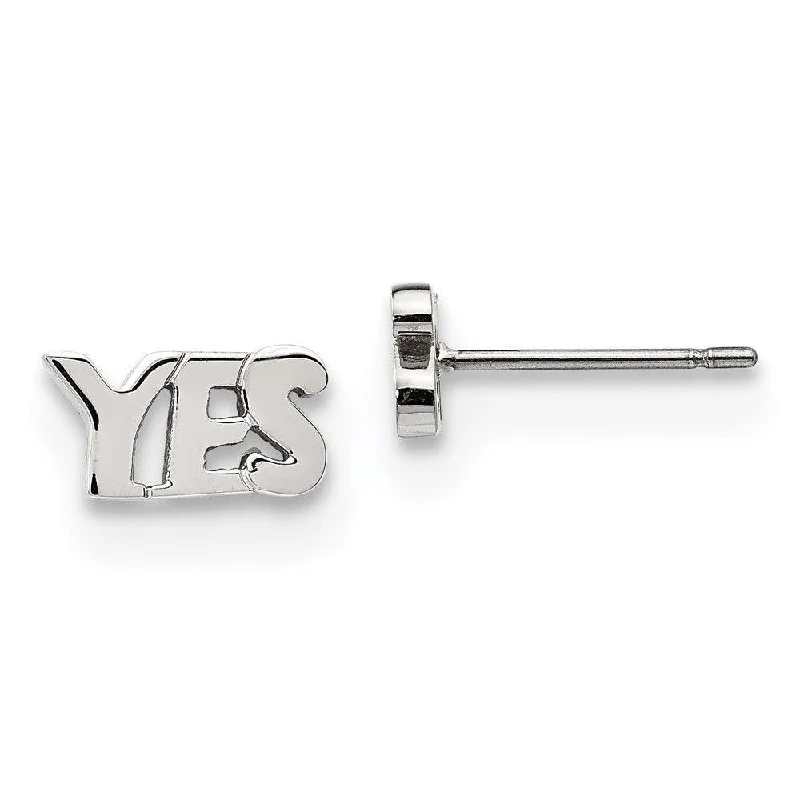 women’s simple gold earrings-Stainless Steel Polished YES Post Earrings