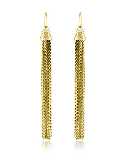 women’s infinity earrings-Tassel Earrings with Diamond Rondells 177-JSA