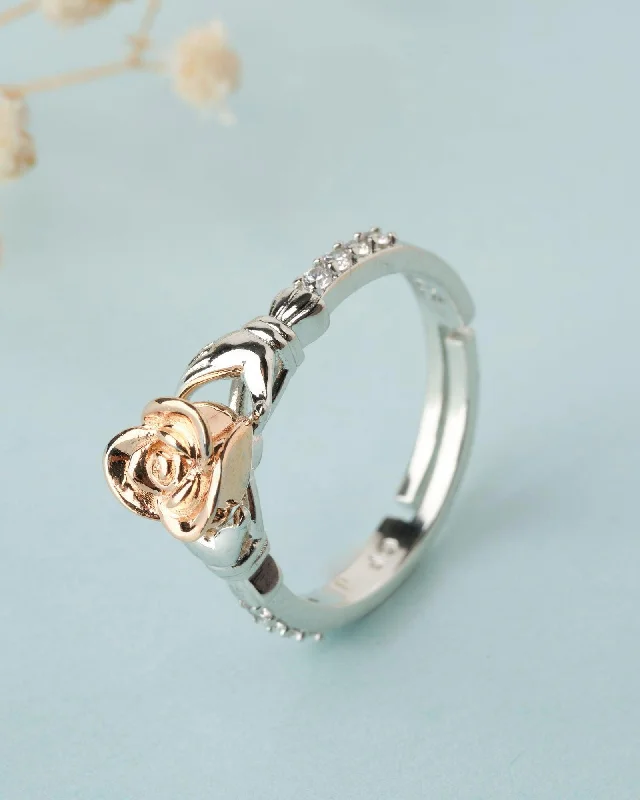 women’s platinum ring-925 Sterling Silver Beautiful Rose Ring R01585