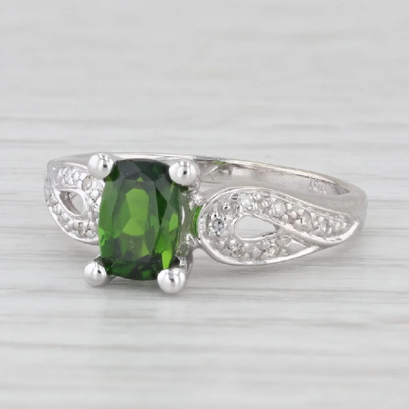 0.96ctw Chrome Diopside Diamond Ring 10k White Gold Size 6