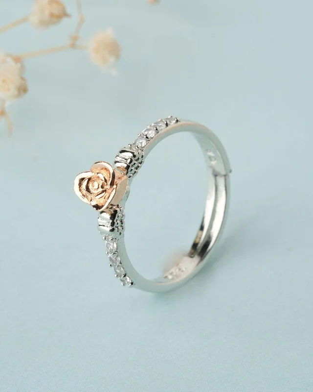 women’s wedding band ring-925 Sterling Silver Beautiful Rose Ring R01603