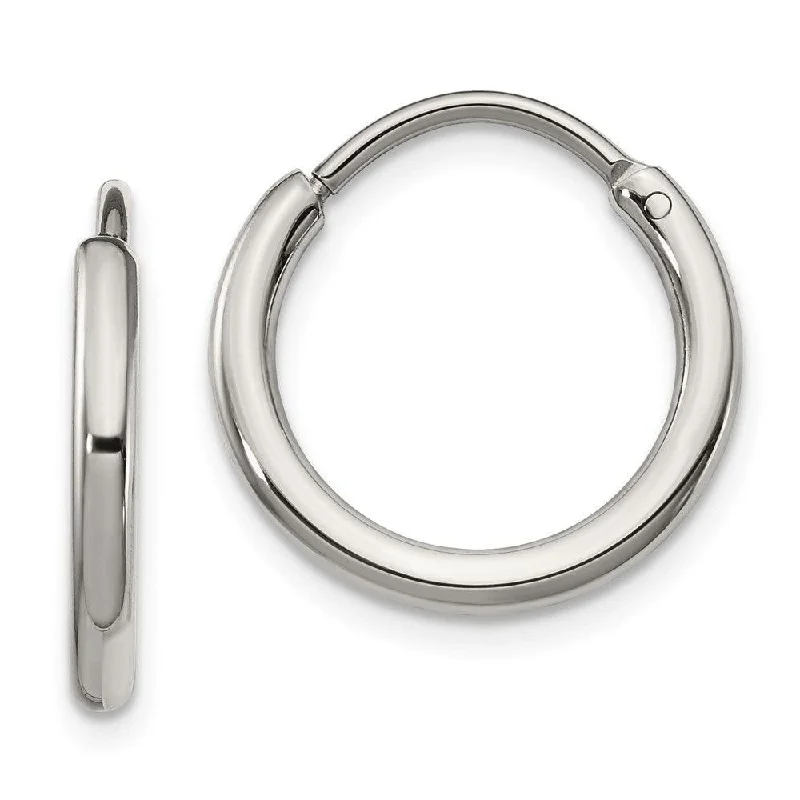 women’s statement earrings-Stainless Steel Polished 2.00mm Endless Hoop Earrings