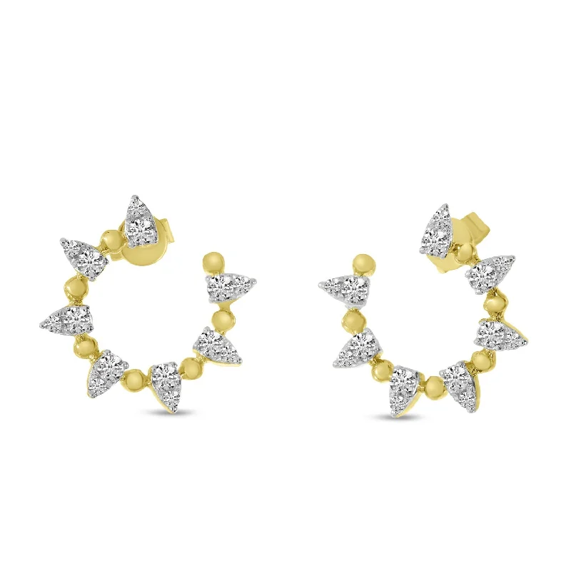 women’s pearl drop earrings-SPIKE BALL FRONT HOOP EARRINGS E10574