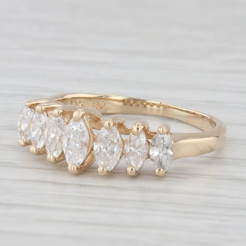 0.94ctw Tiered Marquise Diamond Ring 14k Yellow Gold Size 6.75 Stackable Wedding