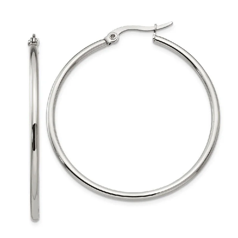 women’s multicolor earrings-Stainless Steel 40.50mm Diameter Hoop Earrings