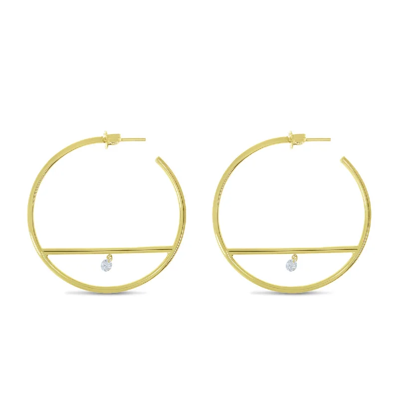 women’s gold hoop earrings-DASHING DIAMOND BAR HOOP EARRINGS E10447