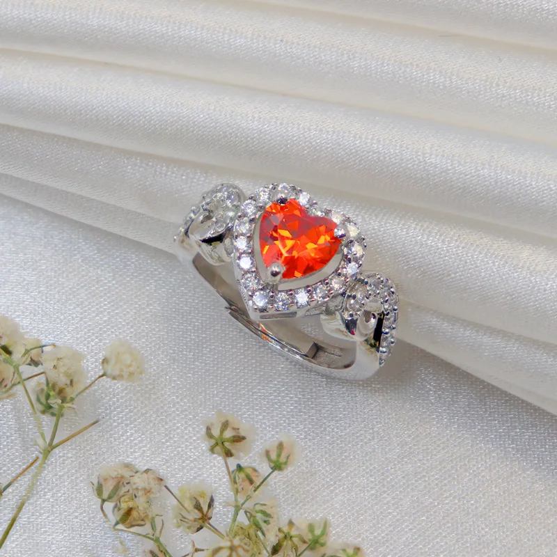 women’s multi-stone ring-Vintage Beauty Heart Sterling Silver Ring