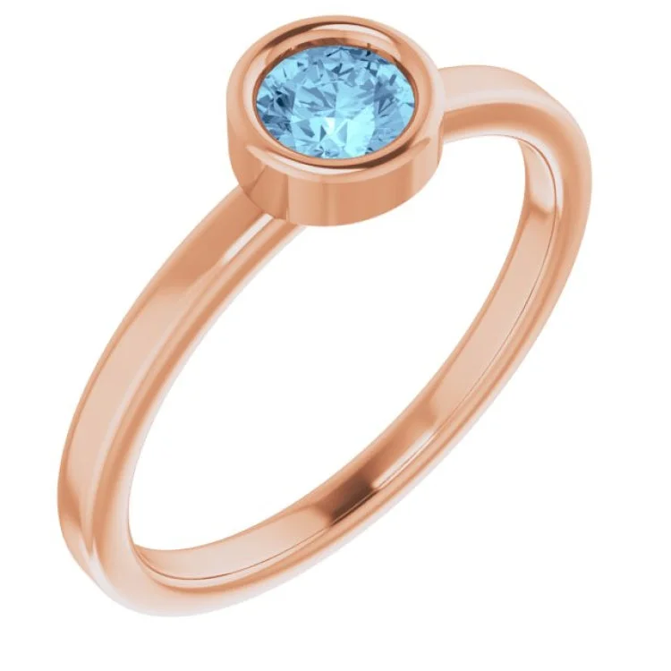 women’s high-end rings-14K Rose 4.5 mm Natural Aquamarine Ring