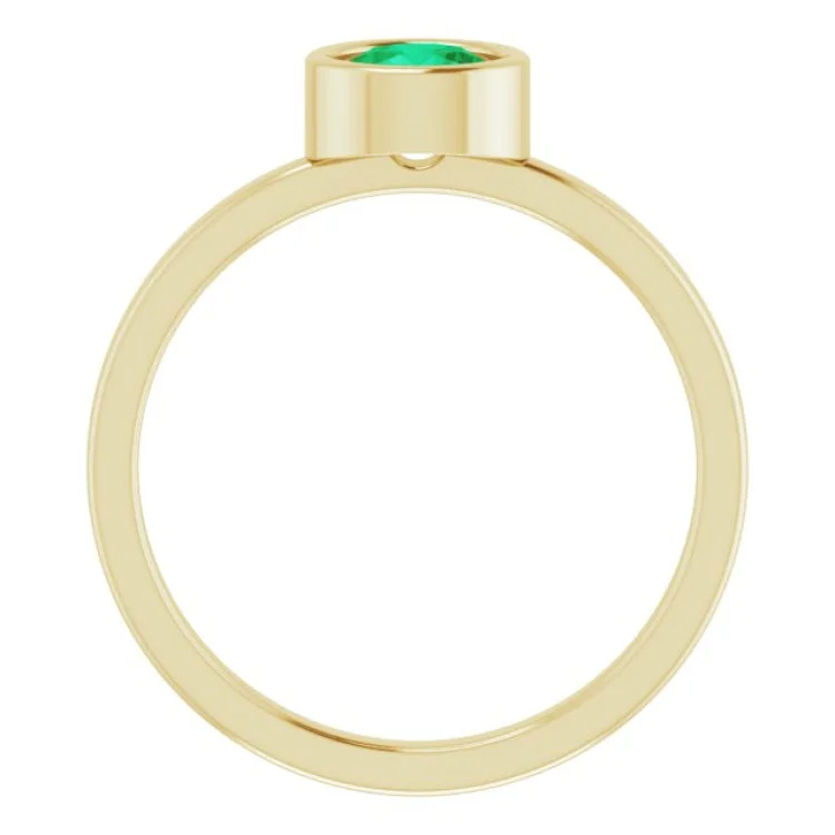 women’s vintage rings-14K Yellow 5.5 mm Lab-Grown Emerald Ring