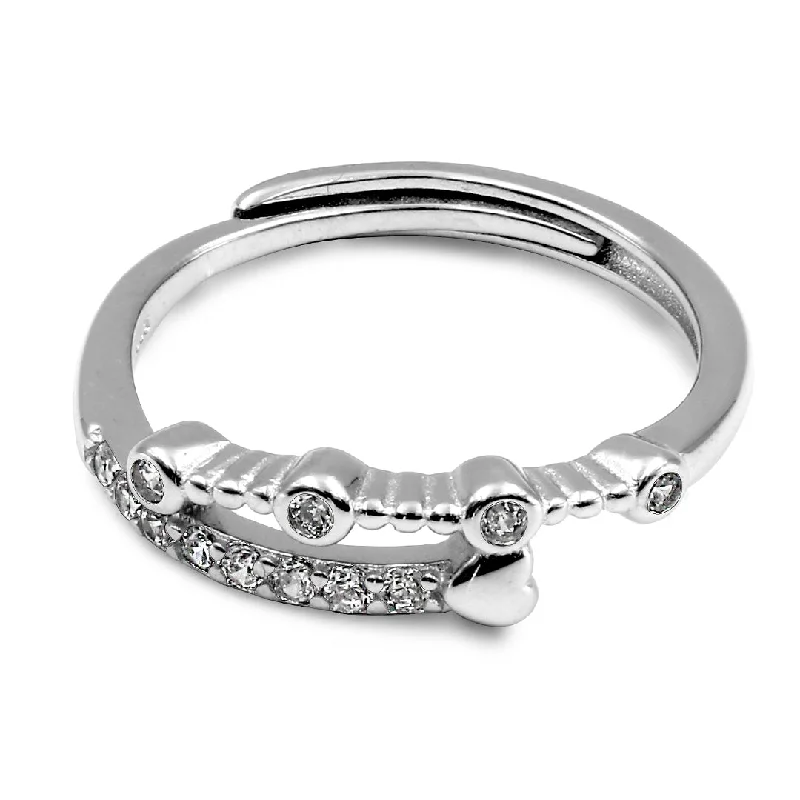 women’s zirconia ring-Zarkan Minimal Heart Love Sterling Silver Ring