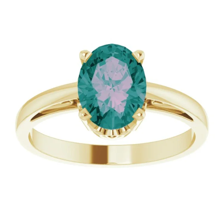 women’s promise rings-14K Yellow Lab-Grown Alexandrite Ring