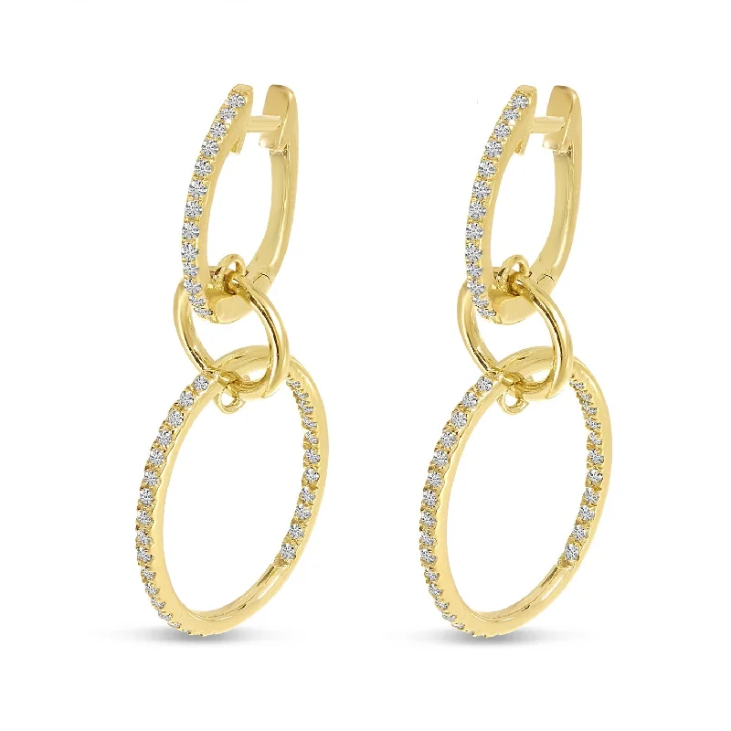 women’s anniversary earrings-DOUBLE DIAMOND HOOP EARRINGS E10741