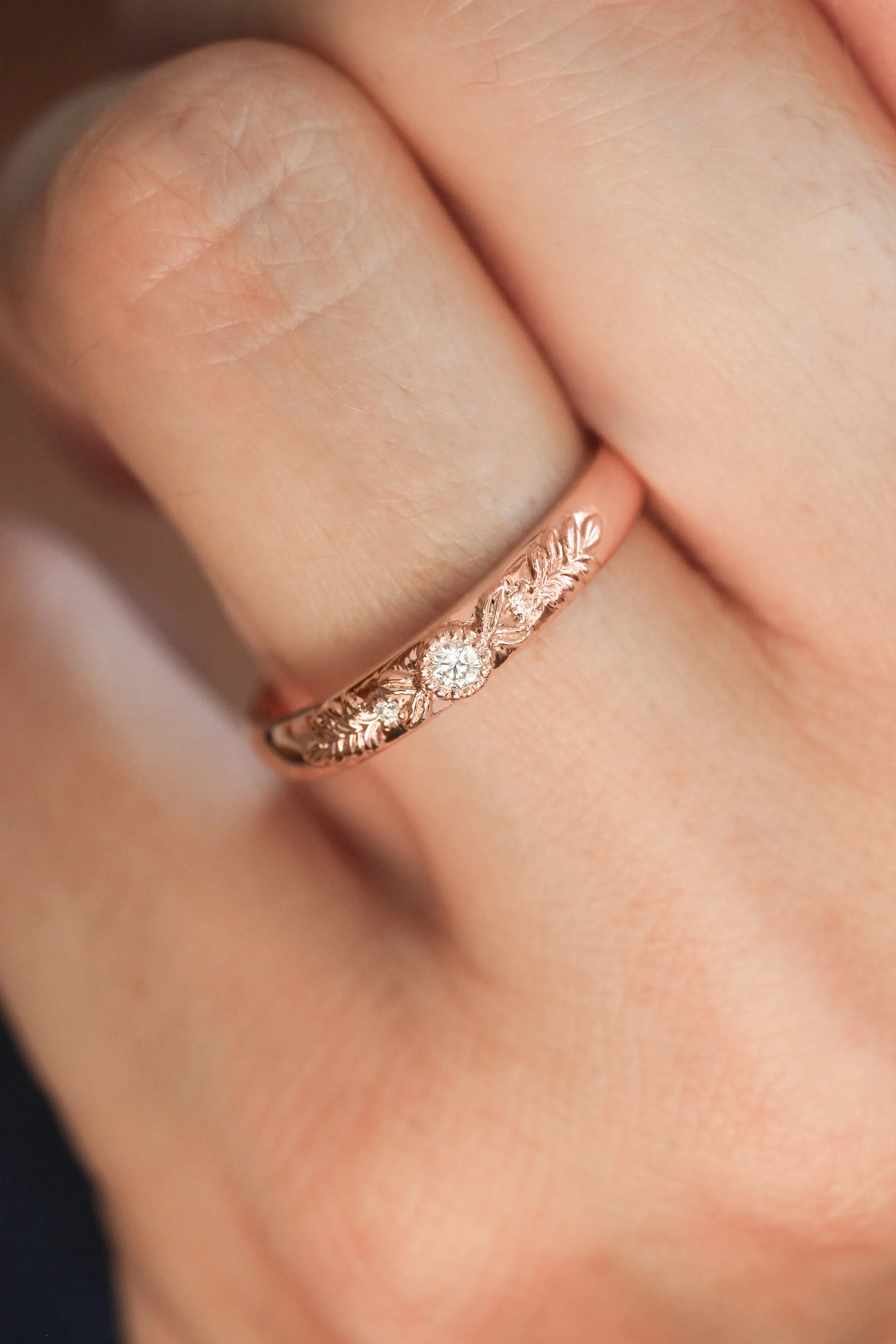 women’s vintage rings-Soulmates Oath Zircon Band Rose Gold Plating