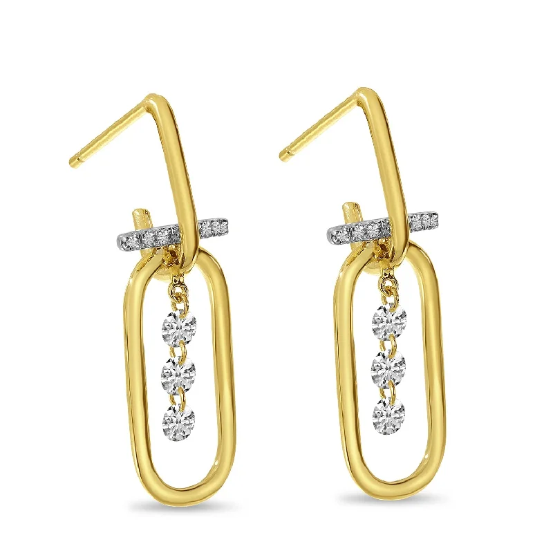 women’s bridal earrings-DASHING DIAMOND PAPER CLIP EARRINGS E10589