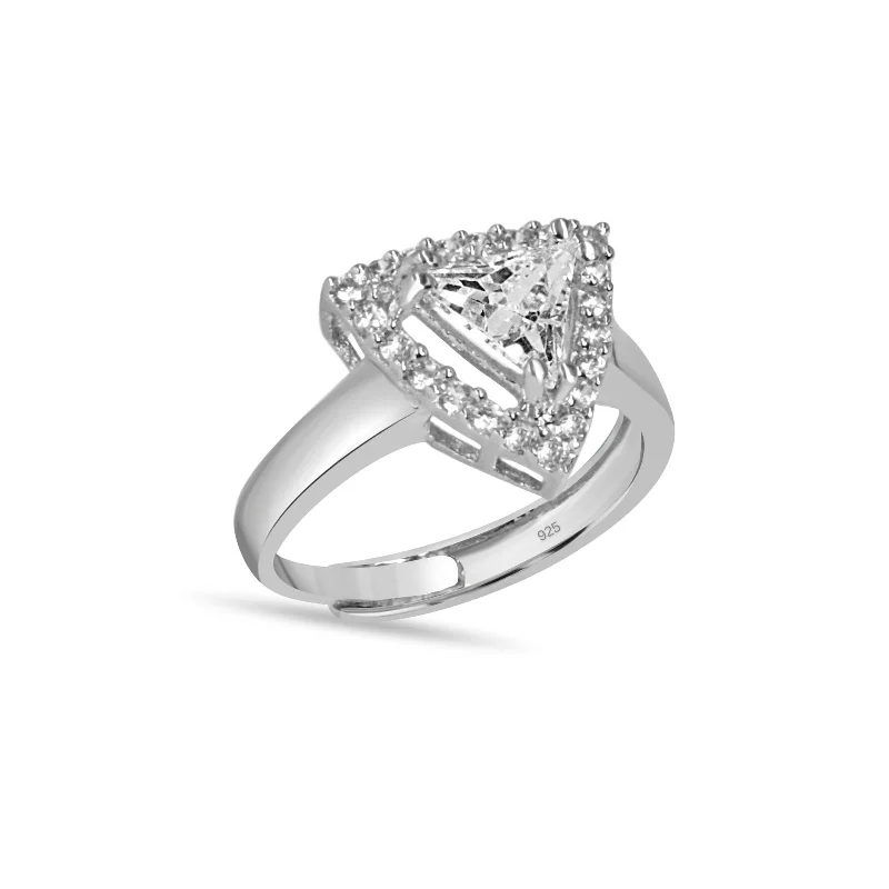 women’s silver engagement rings-Zarkan 925 Sterling Silver Triangle Ring For women