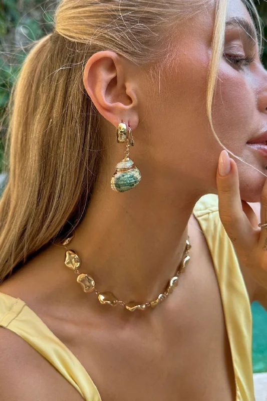 women’s unique earrings-Alani Green Shell Drop Earrings