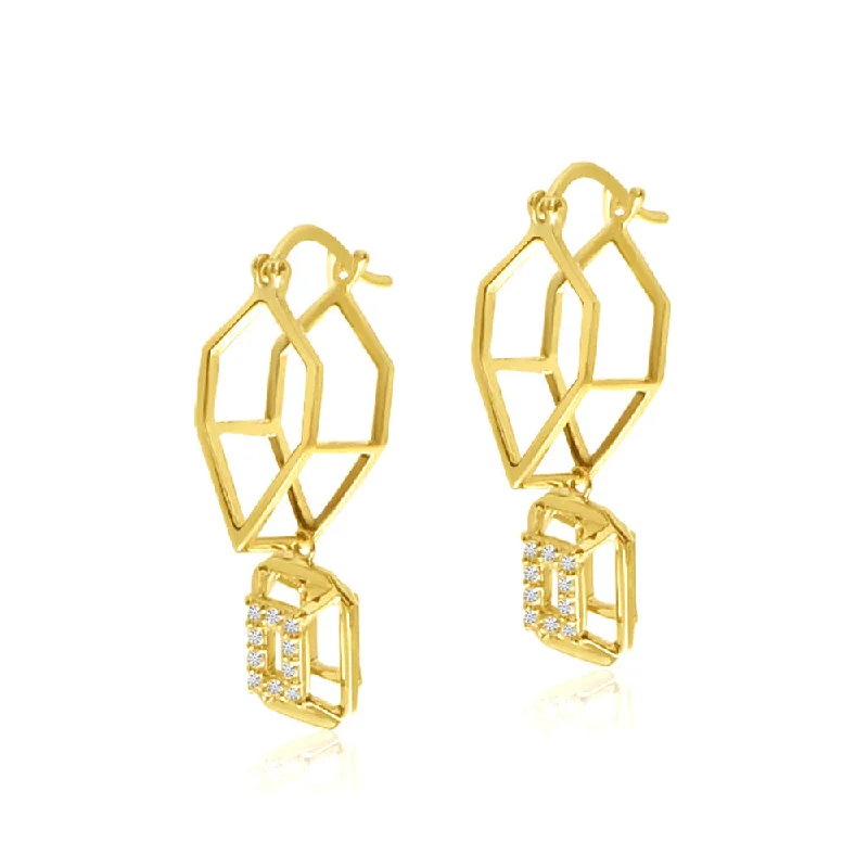 women’s boho earrings-SQUARE GEO EARRINGS E10118