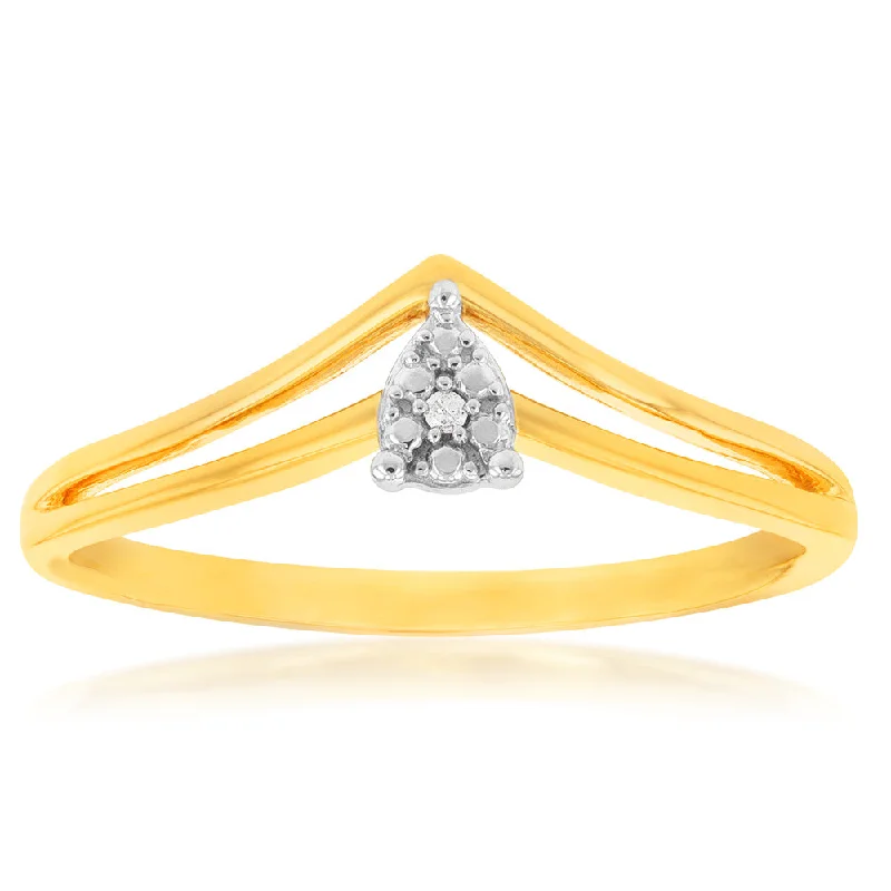 9ct Yellow Gold Diamond Ring