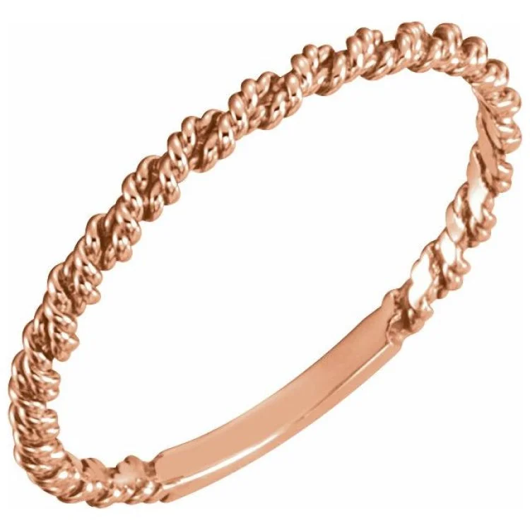 women’s heart-shaped ring-14K Rose 2 mm Twisted Rope Band