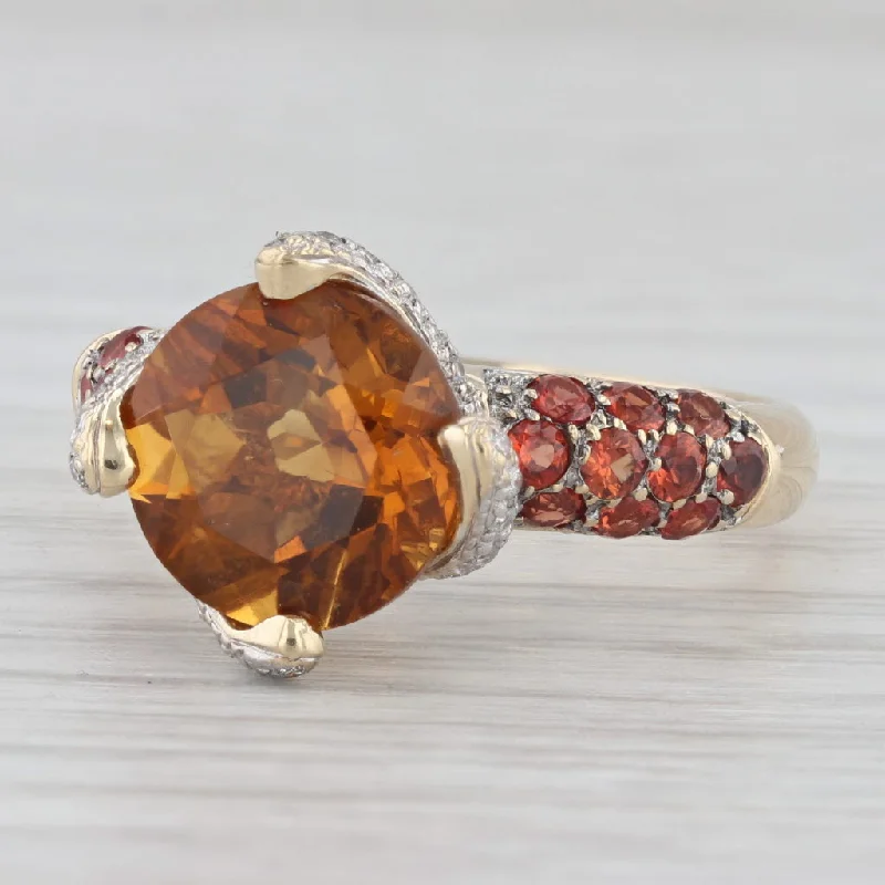 4.82ctw Citrine Lab Created Sapphire Diamond Ring 14k Yellow Gold Size 8.25