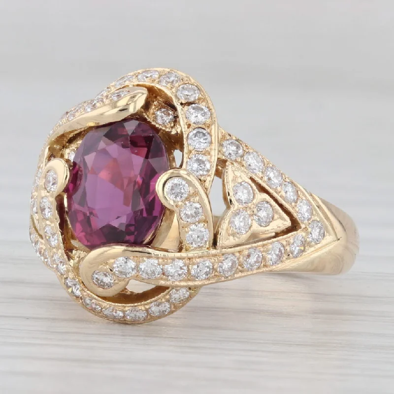 3.18ctw Ruby Diamond Ring 18k Yellow Gold Size 6.5 Cocktail GIA