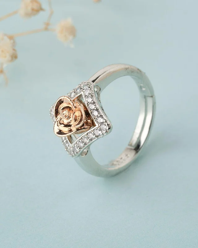 women’s emerald cut ring-925 Sterling Silver Beautiful Rose Ring R01593