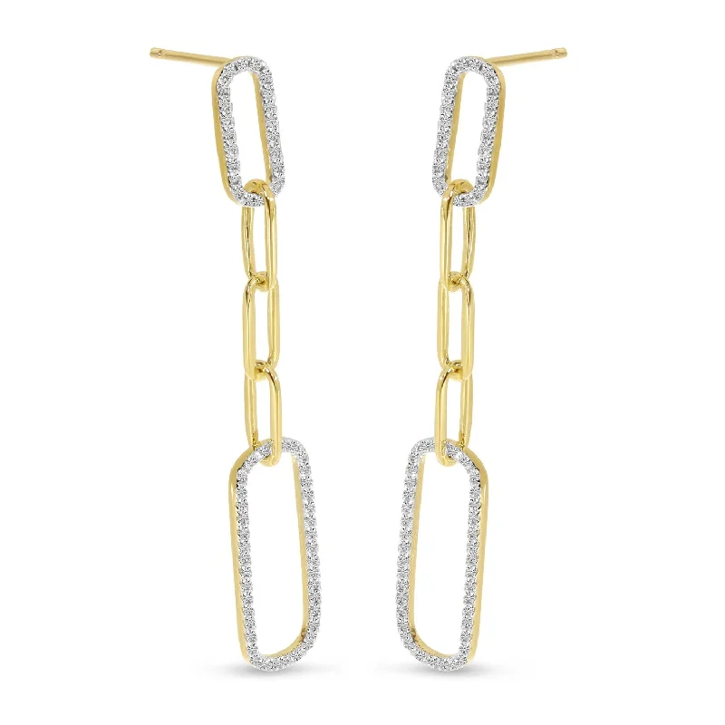 women’s birthday earrings-DIAMOND PAPERCLIP LINK EARRINGS E10738