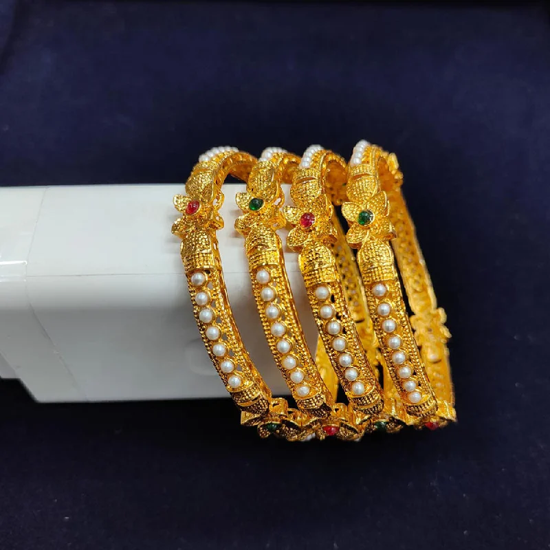 women’s diamond ring engagement-women’s animal bracelet-Pooja Bangles Gold Plated Bangle Set