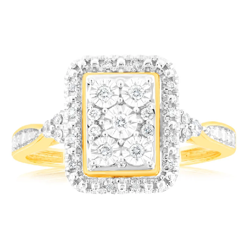 9ct Yellow Gold 1/6 Carat Diamond Ring